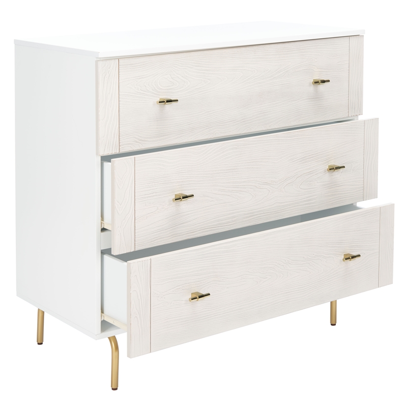 Safavieh Genevieve Wood 3 Drawer Dresser in White
