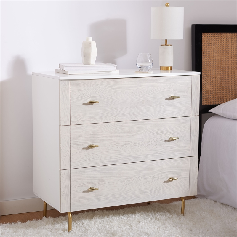Safavieh Genevieve Wood 3 Drawer Dresser in White