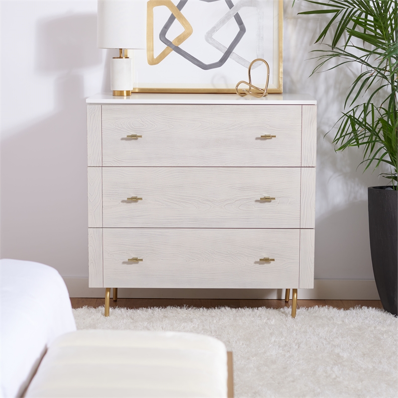 Safavieh Genevieve Wood 3 Drawer Dresser in White