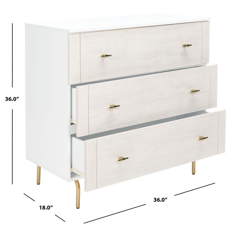Safavieh Genevieve Wood 3 Drawer Dresser in White