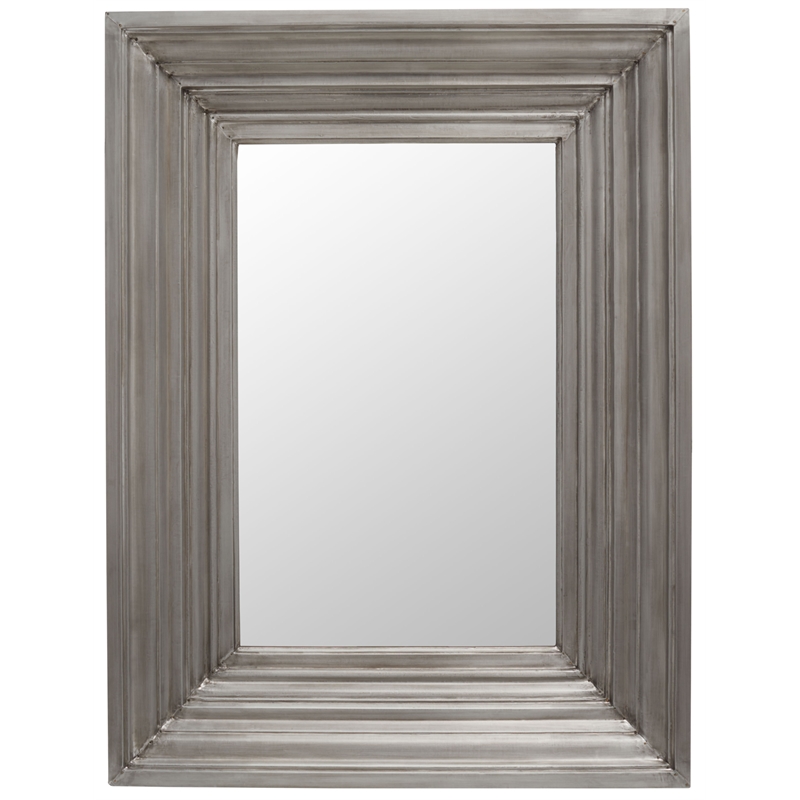 Safavieh Kerry Metal and Wood Small Rectangle Wall Mirror in Silver