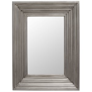 Safavieh Kerry Metal and Wood Small Rectangle Wall Mirror in Silver