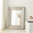 Safavieh Kerry Metal and Wood Small Rectangle Wall Mirror in Silver