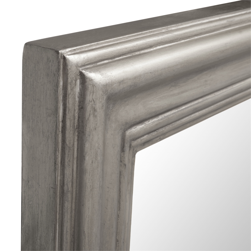Safavieh Kerry Metal and Wood Small Rectangle Wall Mirror in Silver