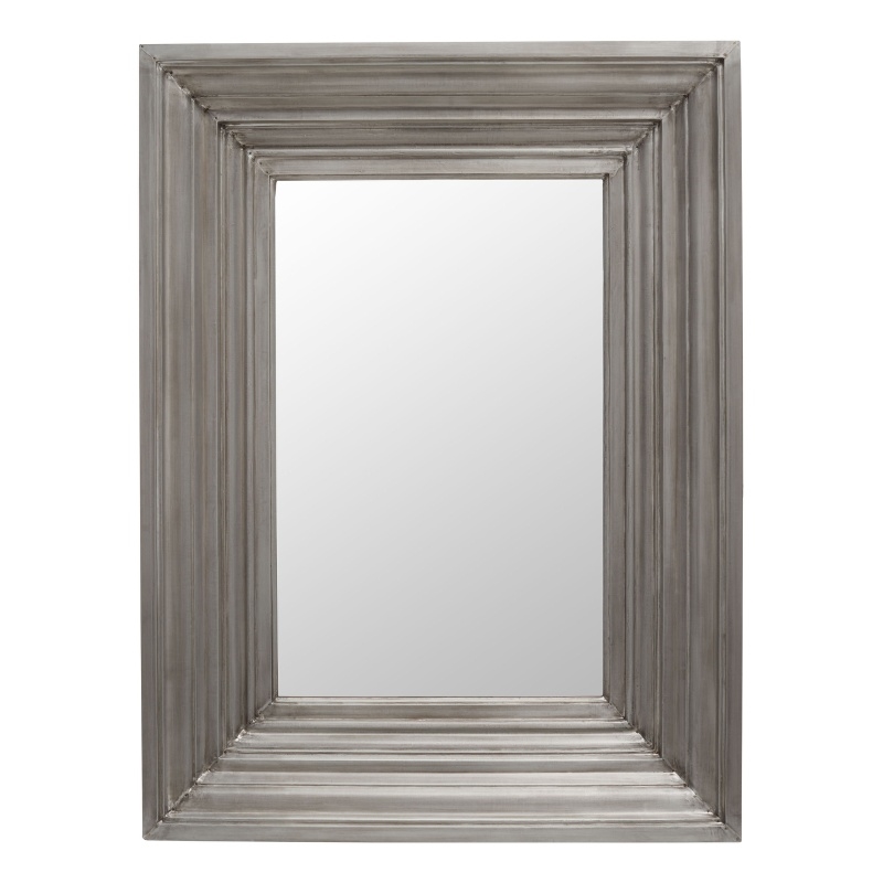 Safavieh Kerry Metal and Wood Small Rectangle Wall Mirror in Silver