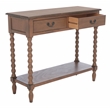 Safavieh Athena Wood and Metal 2 Drawer Console Table in Brown