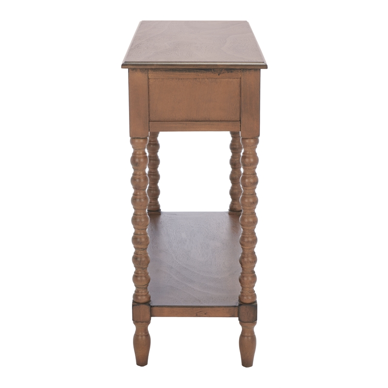 Safavieh Athena Wood and Metal 2 Drawer Console Table in Brown