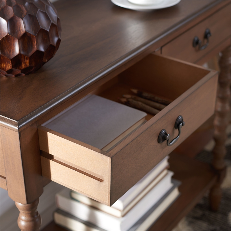 Safavieh Athena Wood and Metal 2 Drawer Console Table in Brown