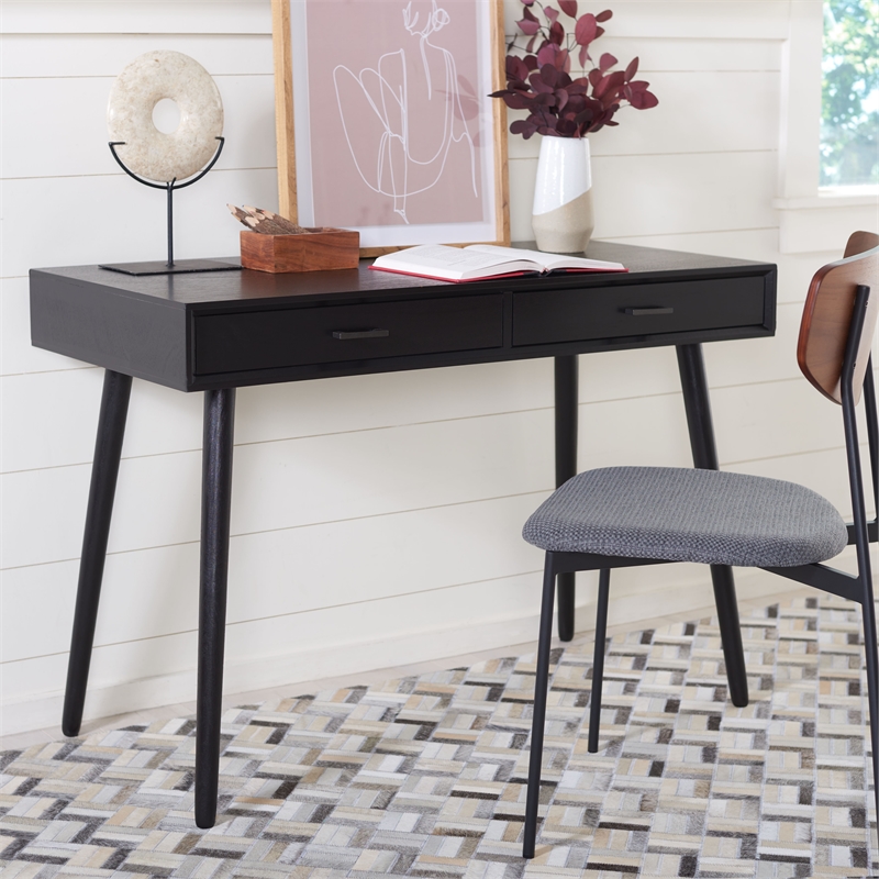 Safavieh O'Dwyer Wood 2 Drawer Desk in Black