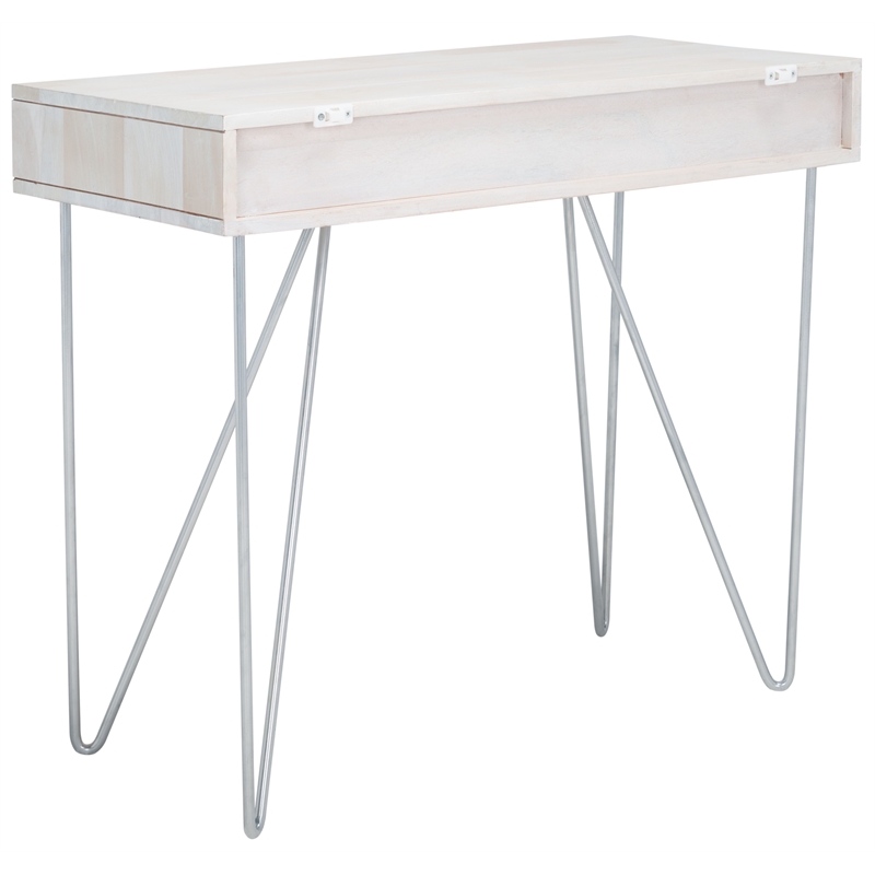 Safavieh Raveena Wood and Iron Desk in White / Silver