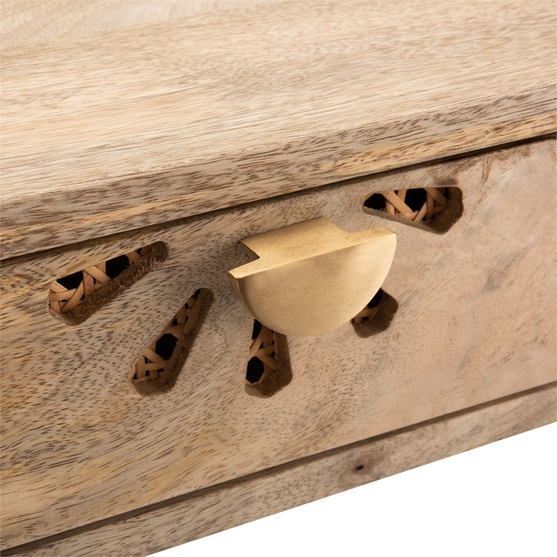 Safavieh Lily Wood and Metal 2 Drawer Desk in Natural / Brass