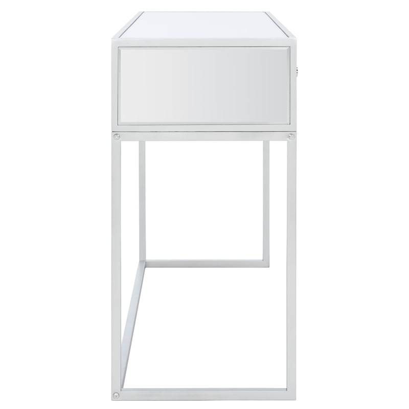 Safavieh Aster Wood and Iron 2 Drawer Mirrored Desk in Silver / Mirror
