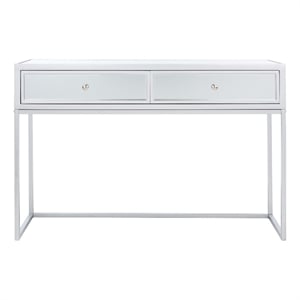 Safavieh Aster Wood and Iron 2 Drawer Mirrored Desk in Silver / Mirror