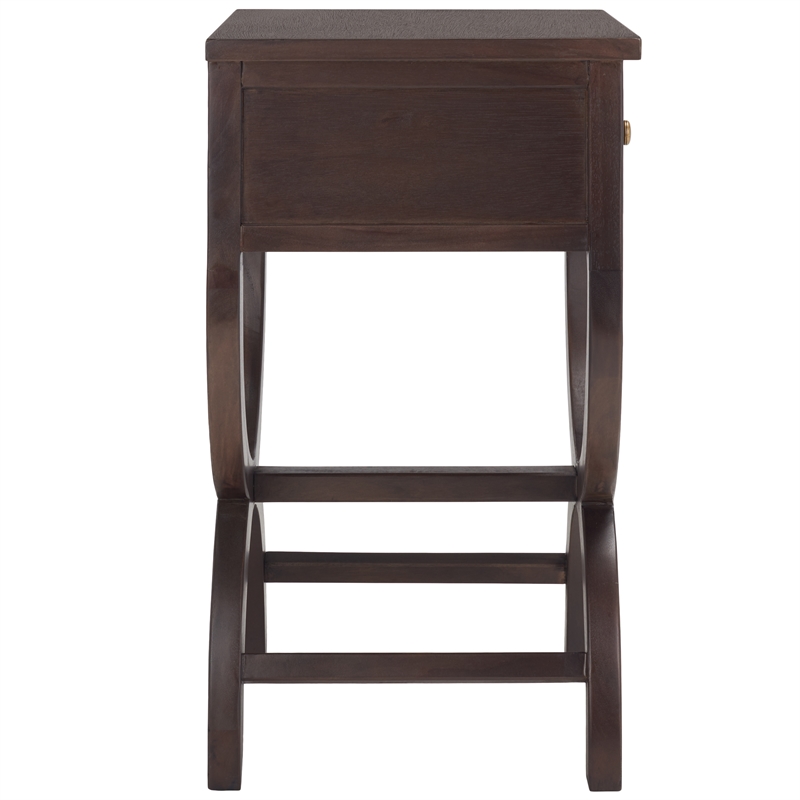 Safavieh Maxine Wood and Metal Accent Table With Storage Drawer in Walnut