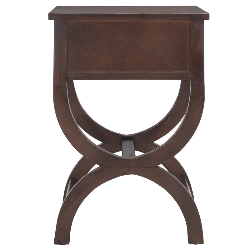 Safavieh Maxine Wood and Metal Accent Table With Storage Drawer in Walnut
