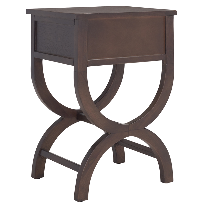 Safavieh Maxine Wood and Metal Accent Table With Storage Drawer in Walnut