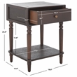 Safavieh Siobhan Wood and Metal Accent Table With Storage Drawer in Walnut