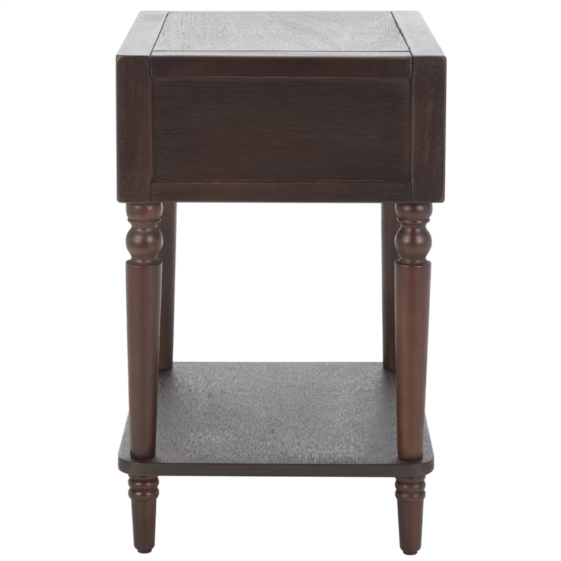 Safavieh Siobhan Wood and Metal Accent Table With Storage Drawer in Walnut