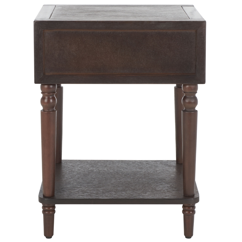 Safavieh Siobhan Wood and Metal Accent Table With Storage Drawer in Walnut