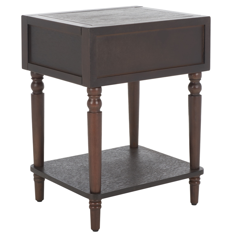 Safavieh Siobhan Wood and Metal Accent Table With Storage Drawer in Walnut