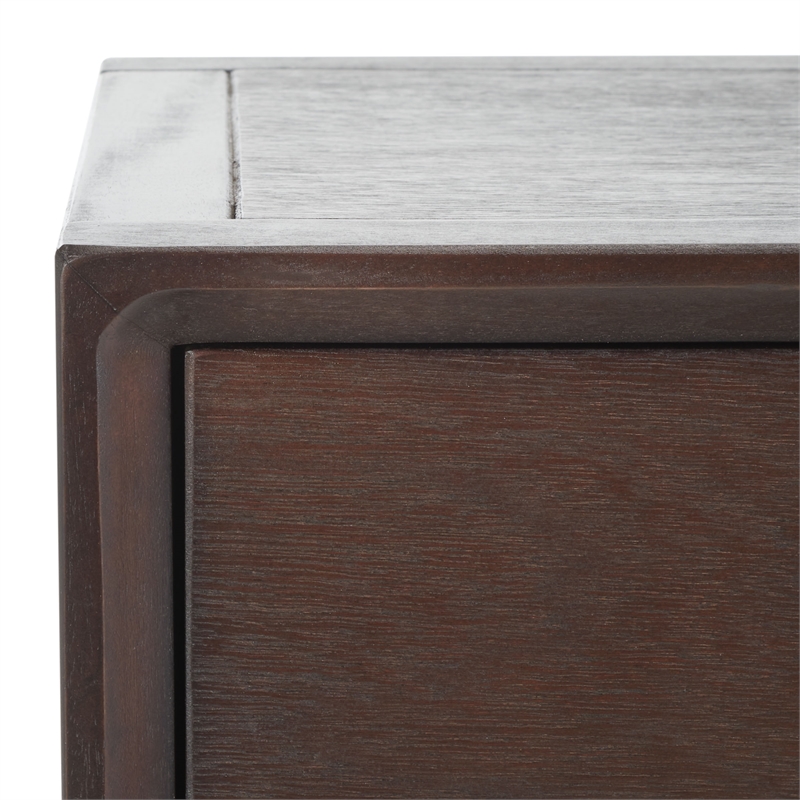 Safavieh Siobhan Wood and Metal Accent Table With Storage Drawer in Walnut
