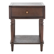 Safavieh Siobhan Wood and Metal Accent Table With Storage Drawer in Walnut