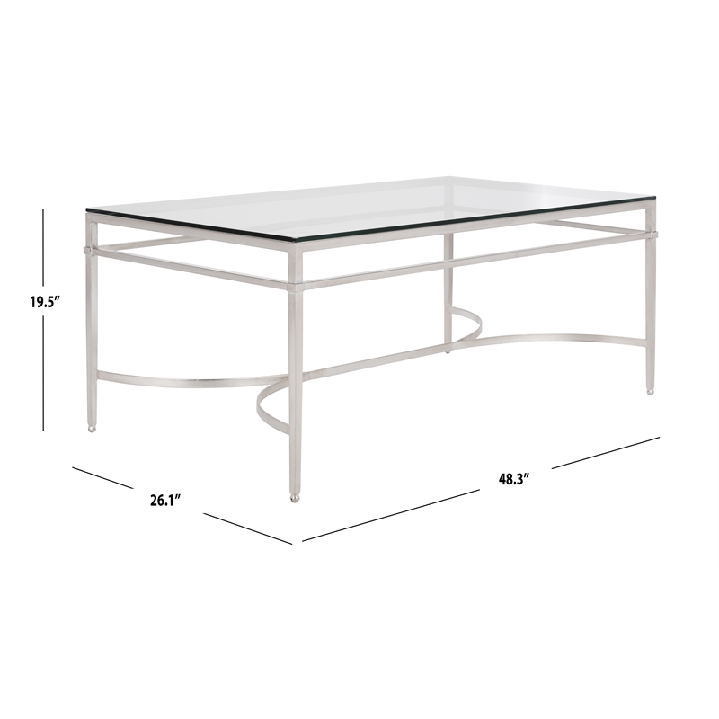 Safavieh Abelard Iron and Tempered Glass Cocktail Table in Silver