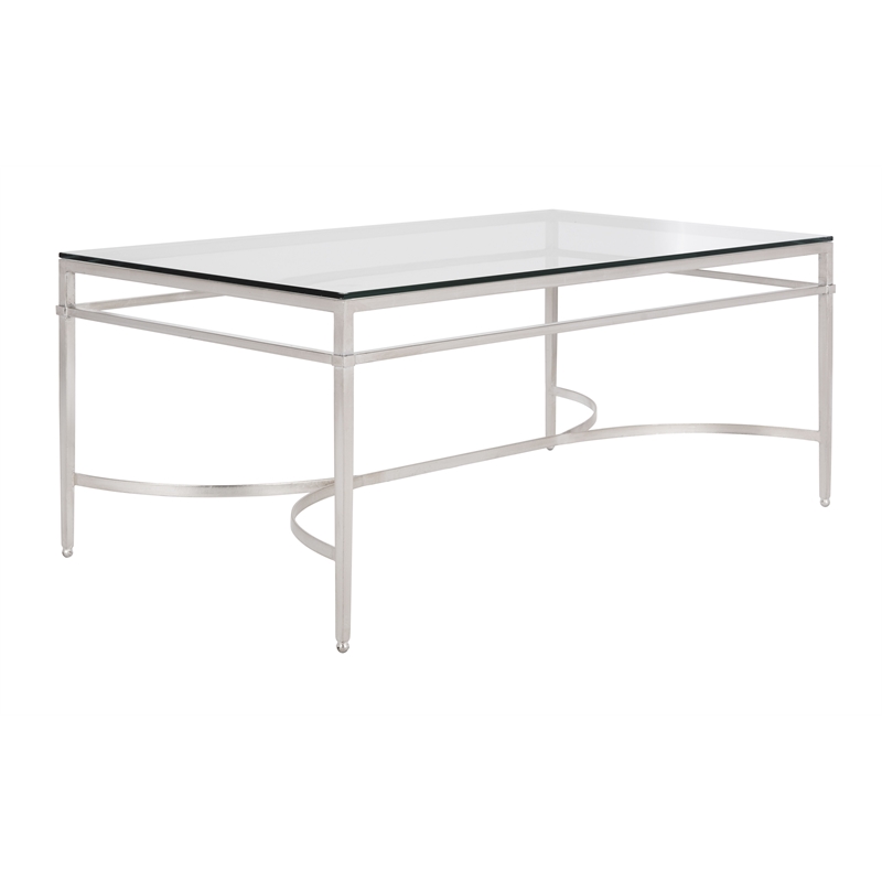 Safavieh Abelard Iron and Tempered Glass Cocktail Table in Silver