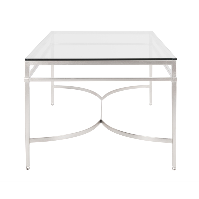 Safavieh Abelard Iron and Tempered Glass Cocktail Table in Silver