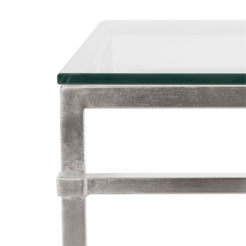 Safavieh Abelard Iron and Tempered Glass Cocktail Table in Silver