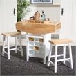 Safavieh Casey Wood 3 Piece Drop Leaf Pub Set in Natural / White