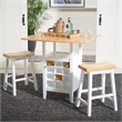Safavieh Casey Wood 3 Piece Drop Leaf Pub Set in Natural / White