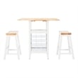 Safavieh Casey Wood 3 Piece Drop Leaf Pub Set in Natural / White
