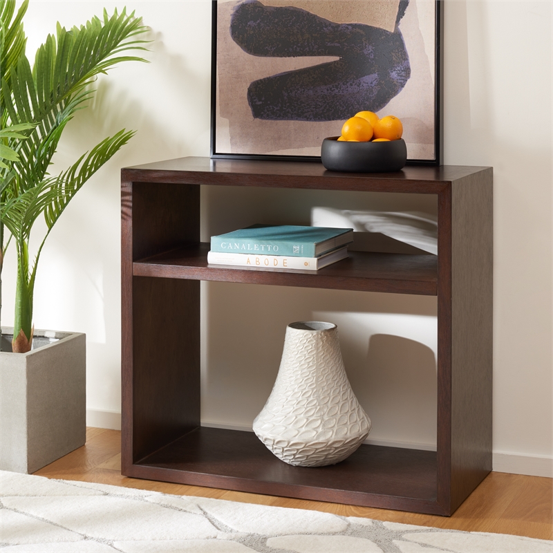 Safavieh Munson Wood 2 Shelf Console Table in Dark Oak