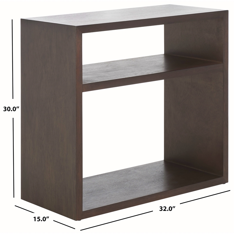 Safavieh Munson Wood 2 Shelf Console Table in Dark Oak