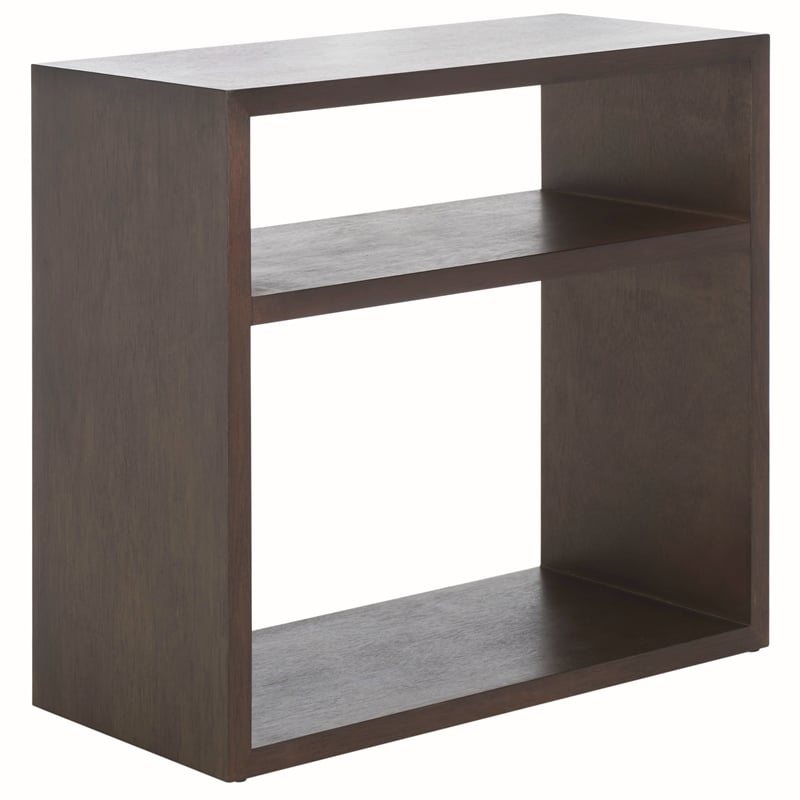 Safavieh Munson Wood 2 Shelf Console Table in Dark Oak