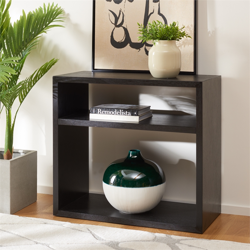 Safavieh Munson Wood  2 Shelf Console Table in Black