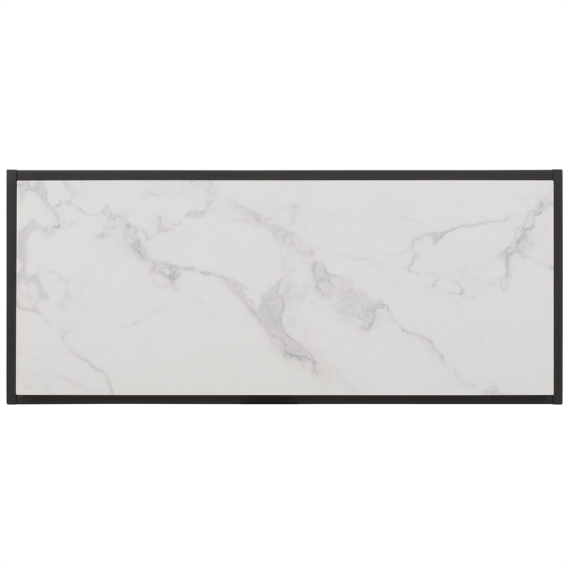 Safavieh Edgefield Wood and Metal Console Table in White / Marble / Black