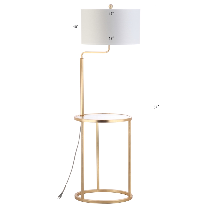 Safavieh Crispin Metal Floor Lamp Side Table in Gold / Clear