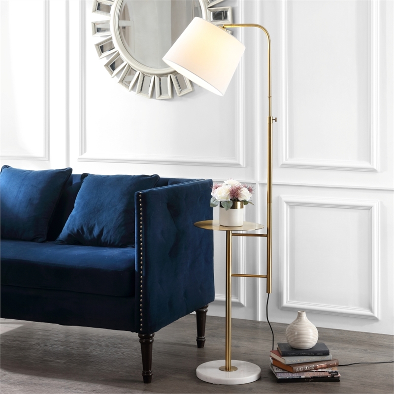 Safavieh Sorsi Iron and Marble Floor Lamp in Gold