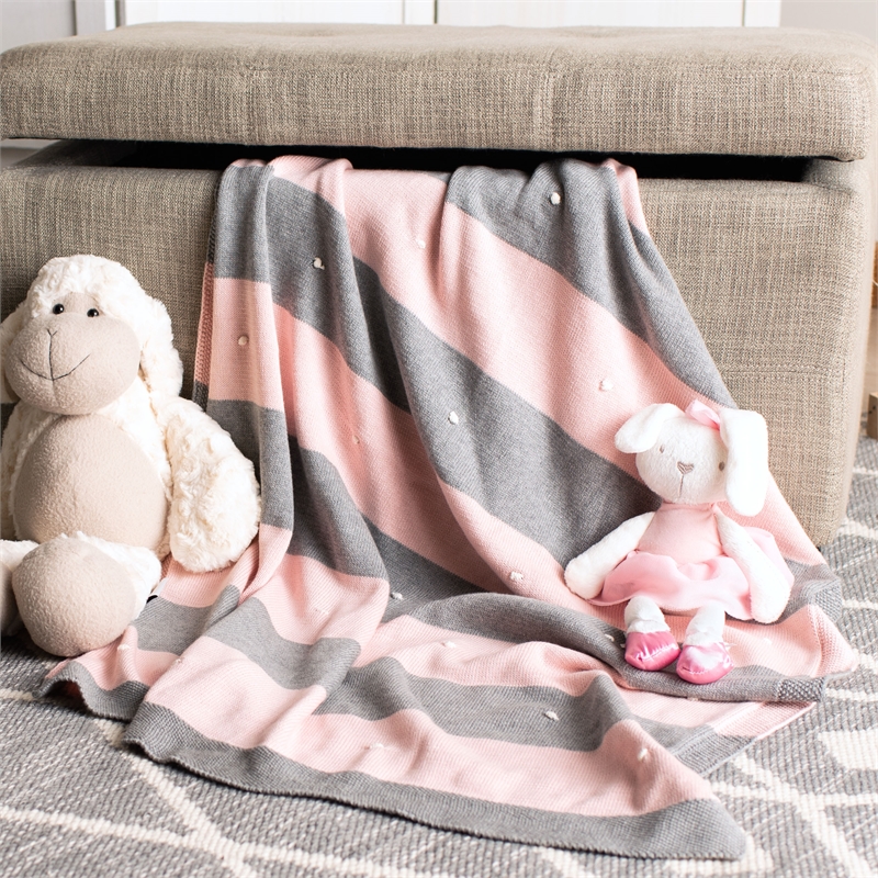Safavieh Bubble Cotton Throw in Gray / Pink