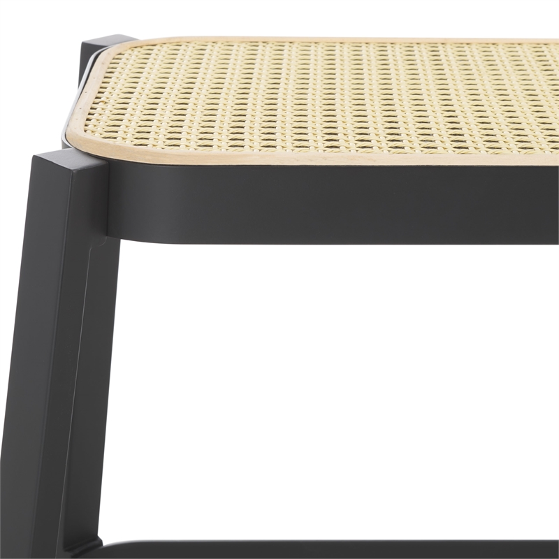 Safavieh Jaguar Wood and Iron Cane Bench  in Black / Natural
