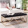 Safavieh Farah Velvet and Metal Tufted Rectangular Bench in Black / Gold