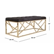 Safavieh Farah Velvet and Metal Tufted Rectangular Bench in Black / Gold