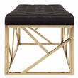Safavieh Farah Velvet and Metal Tufted Rectangular Bench in Black / Gold