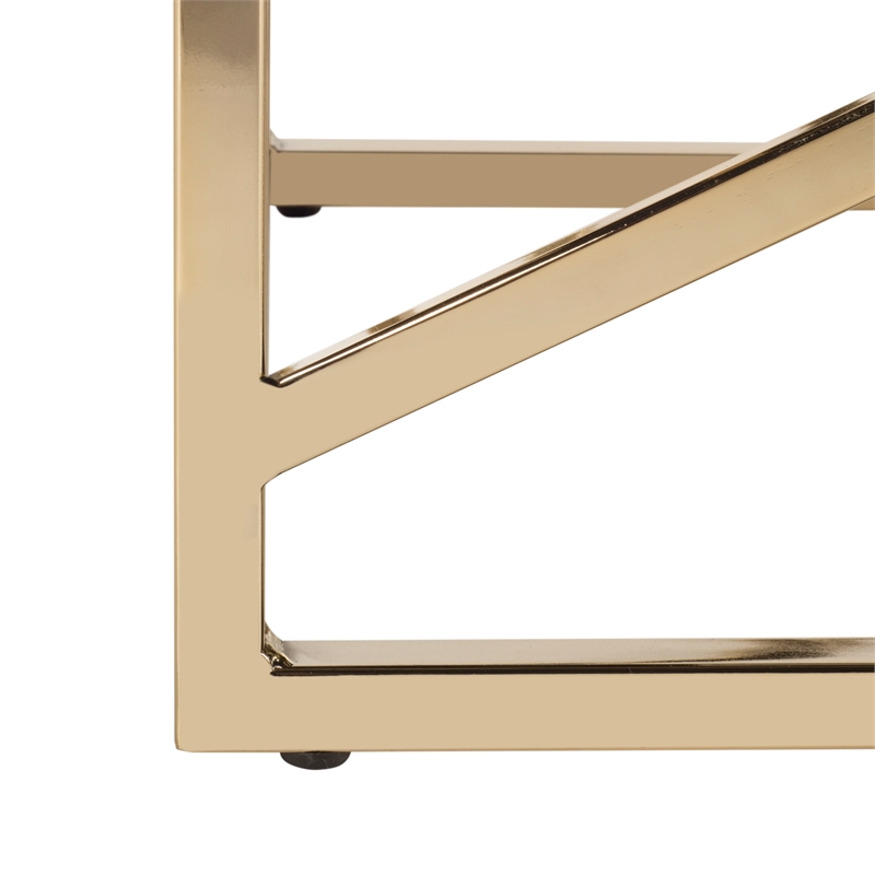 Safavieh Farah Velvet and Metal Tufted Rectangular Bench in Black / Gold