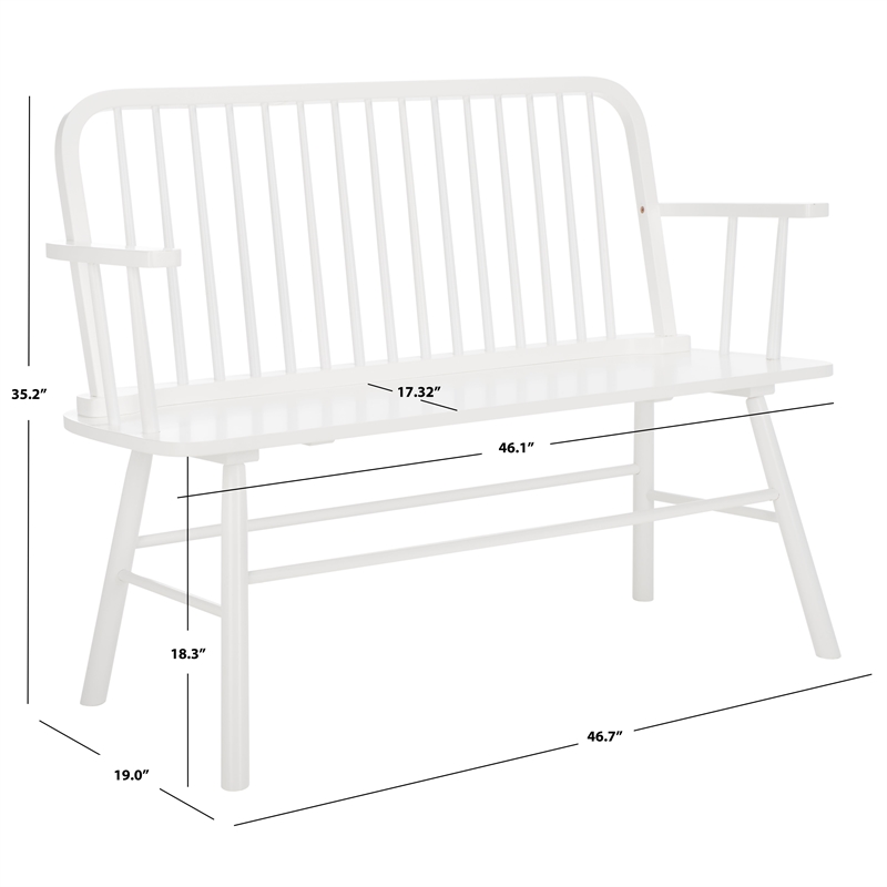 Safavieh Lucilia Wood Spindle Bench in White