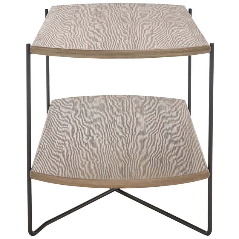 Safavieh Marlee Wood and Metal Coffee Table in Light Gray  / Oak / Black