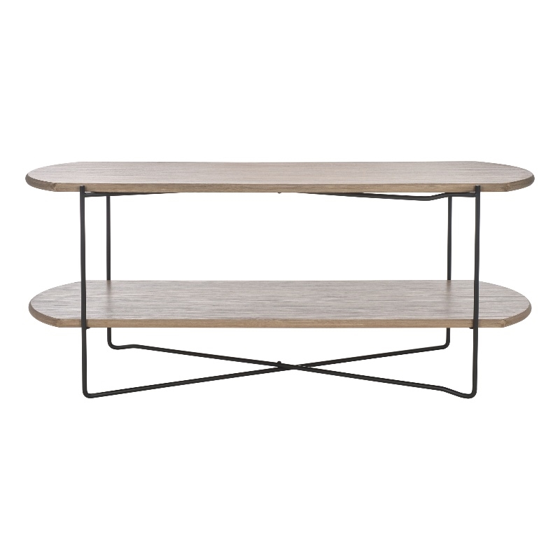 Safavieh Marlee Wood and Metal Coffee Table in Light Gray  / Oak / Black