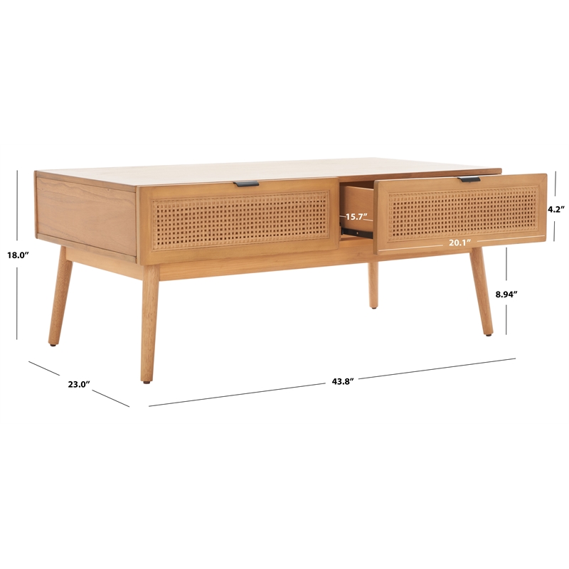 Safavieh Baisley Wood 2 Drawer Coffee Table in Natural